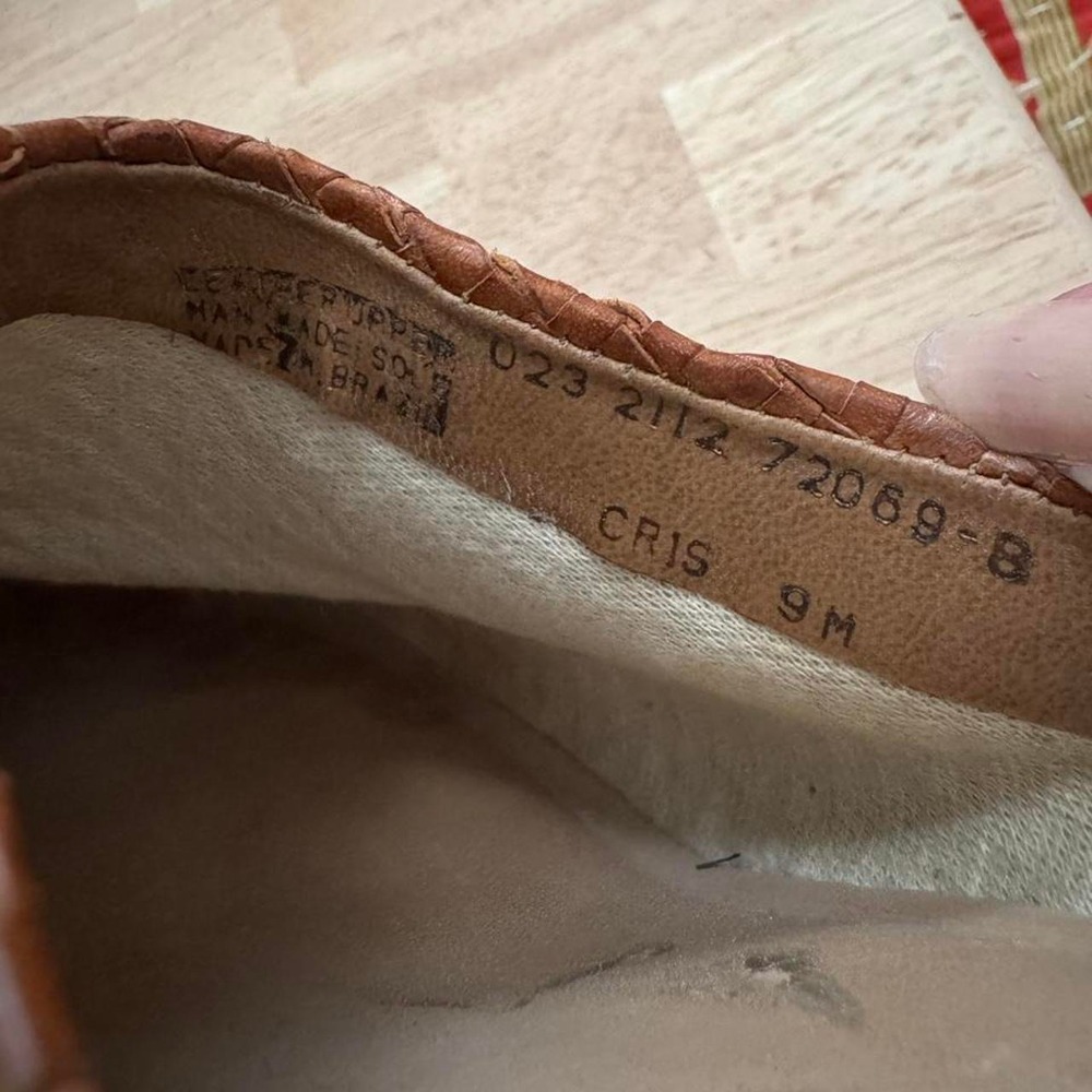 Vintage Woven Leather Mule 90s boho brown cognac square - Picture 8 of 8